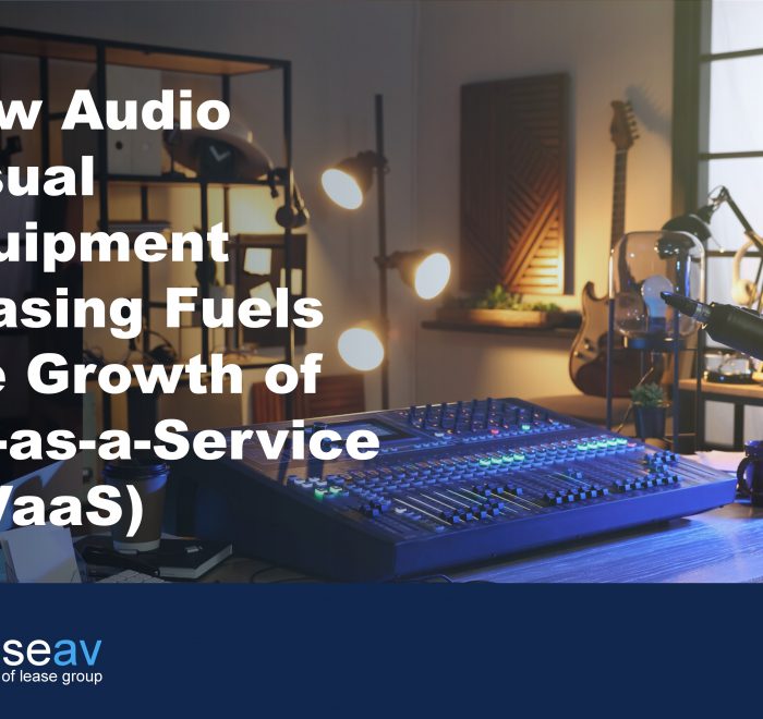 Audio mix deck on a desk with additional equipment to illustrate the benefits of audio visual equipment leasing and financing