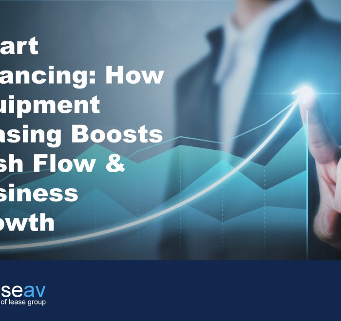 Cover image showing a man in suit in background with a business trajectory chart to illustrate how equipment leasing boosts cash flow and business growth