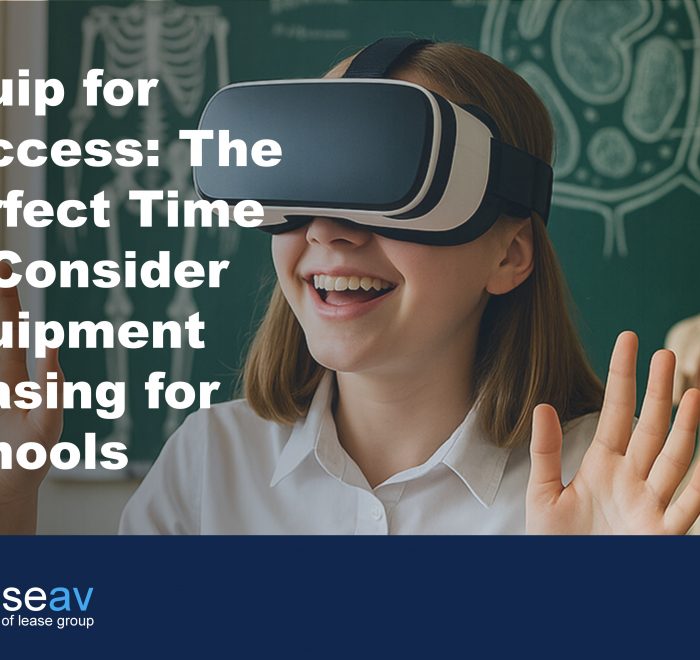 a student with VR headset on to illustrate the benefits of equipment leasing for schools