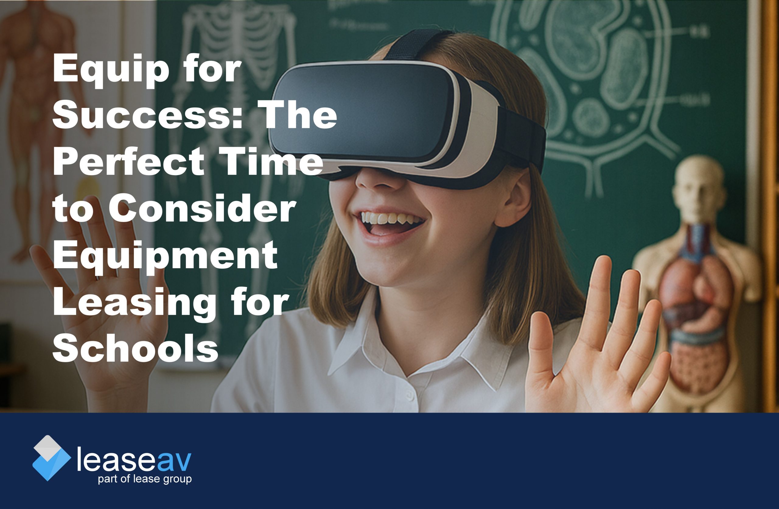 a student with VR headset on to illustrate the benefits of equipment leasing for schools