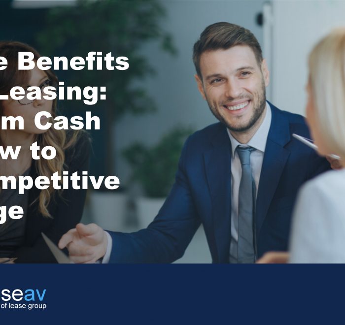 three people talking to illustrate discussing the benefits of leasing